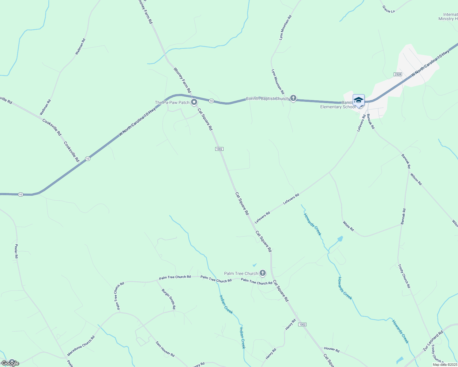 map of restaurants, bars, coffee shops, grocery stores, and more near 4165 Cat Square Road in Vale