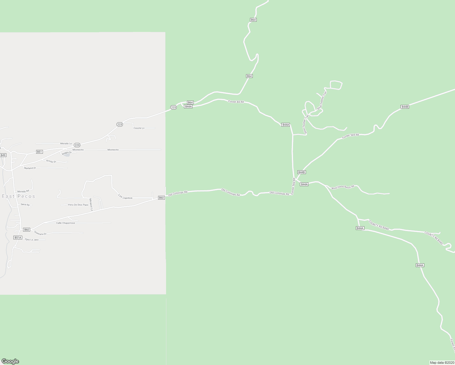 map of restaurants, bars, coffee shops, grocery stores, and more near Old Colonias Road in Pecos