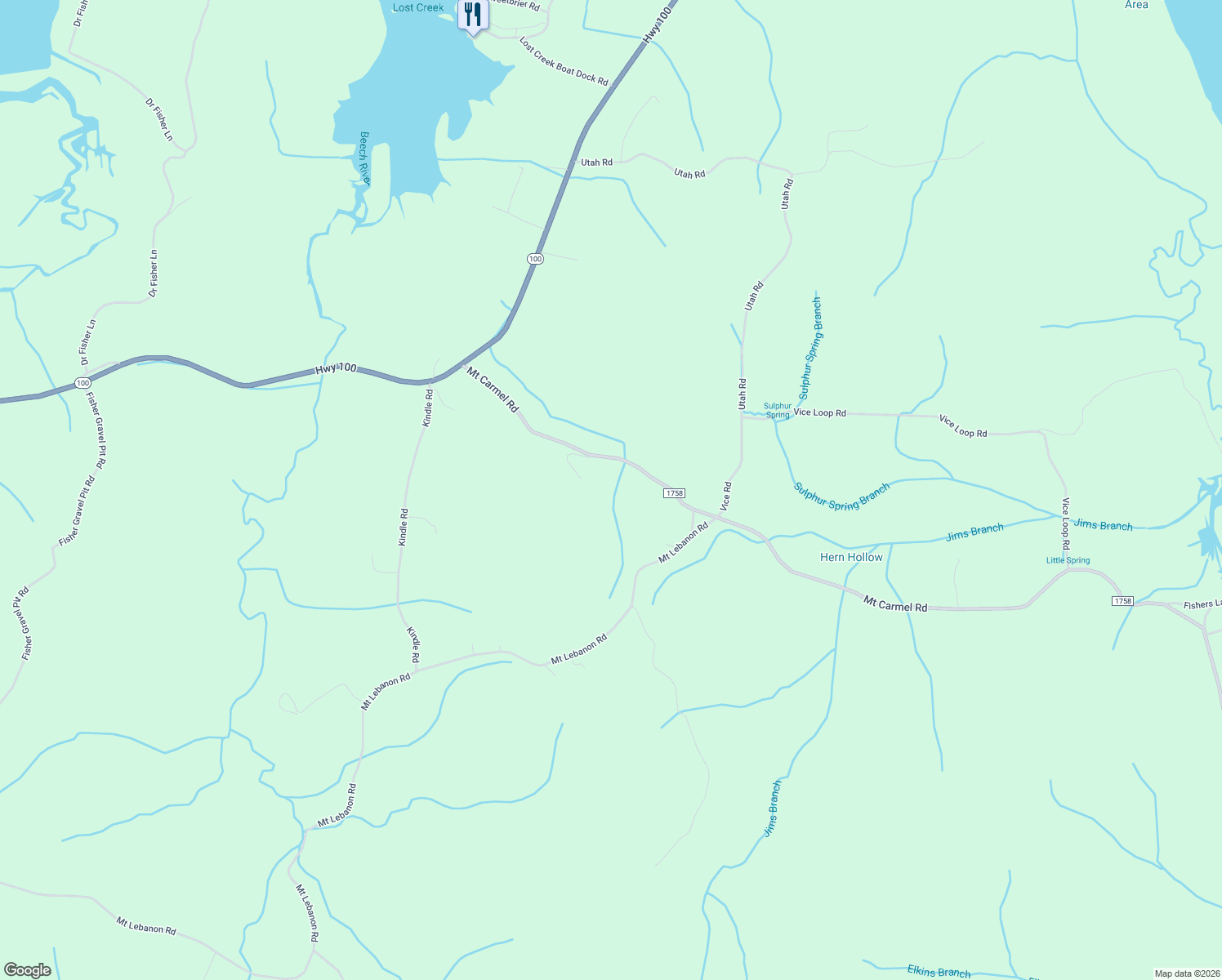 map of restaurants, bars, coffee shops, grocery stores, and more near 486-798 County Highway 1758 in Decaturville