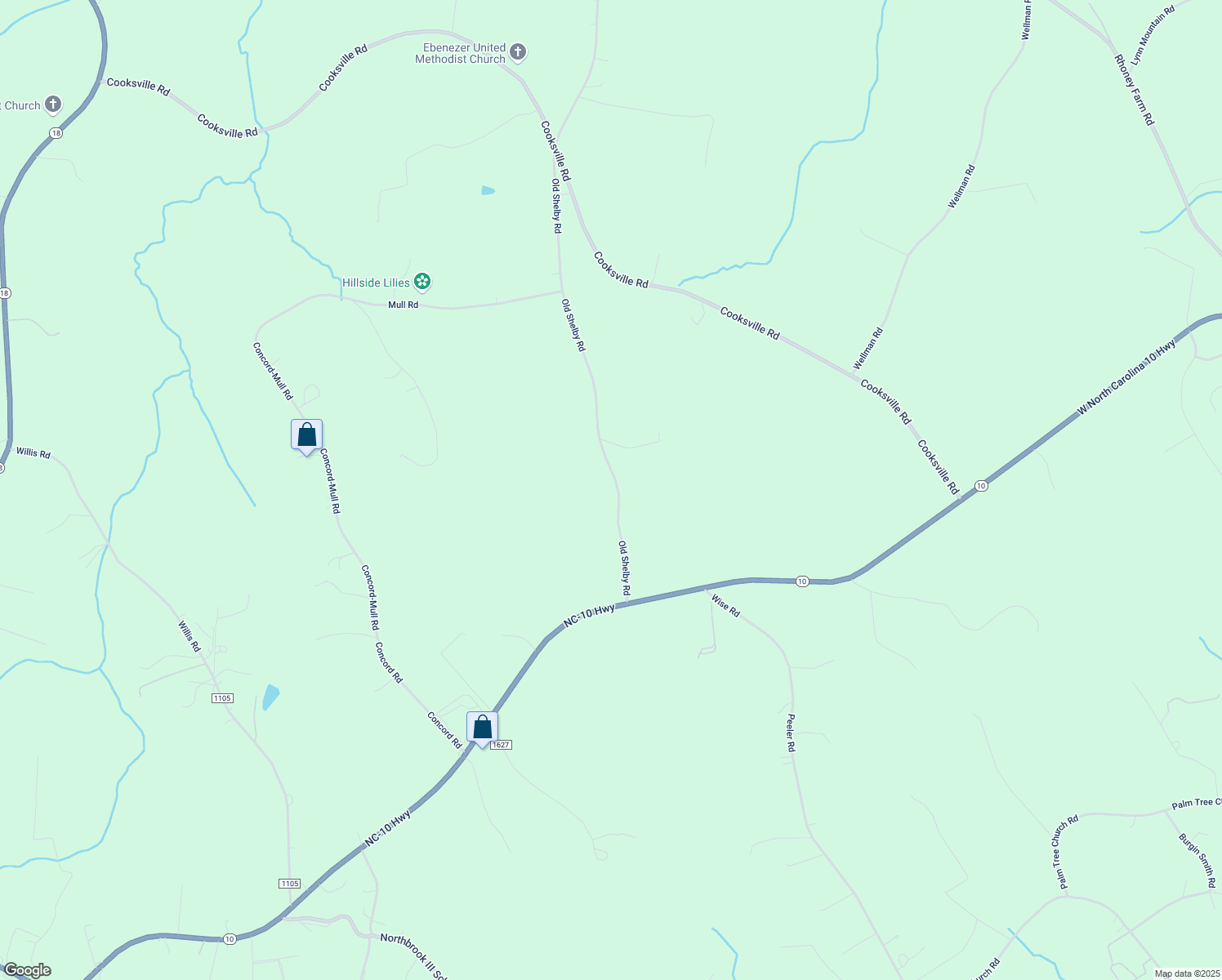map of restaurants, bars, coffee shops, grocery stores, and more near 7399 Old Shelby Road in Vale