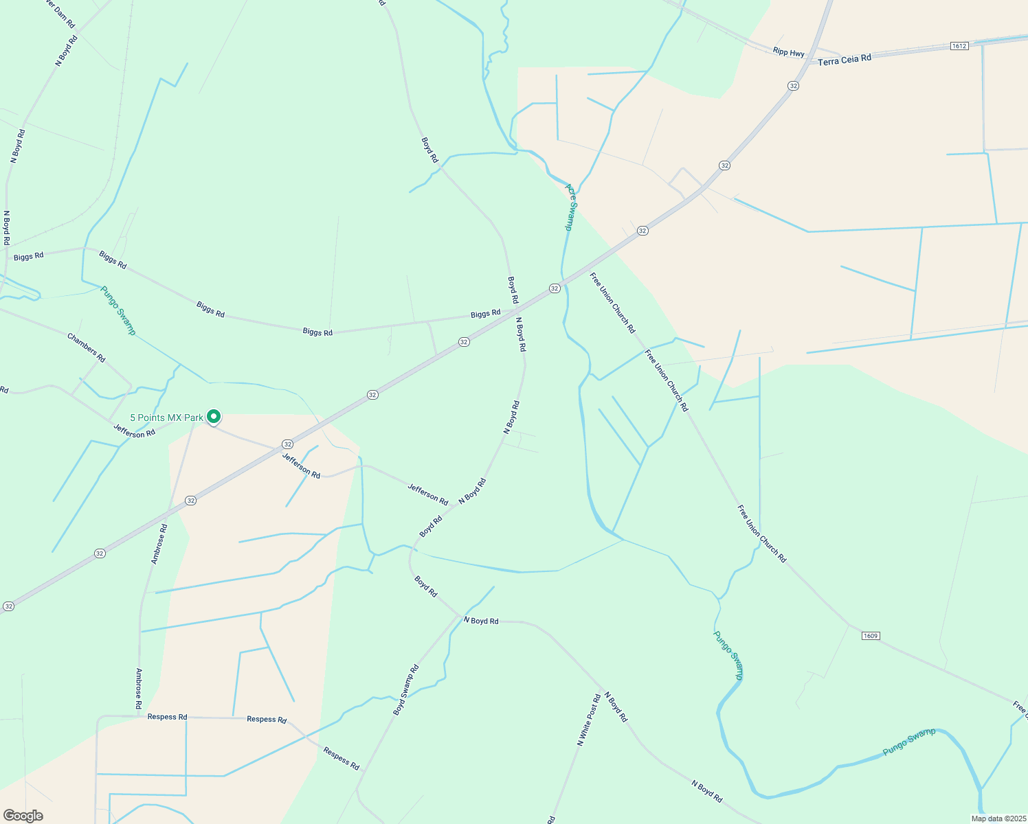 map of restaurants, bars, coffee shops, grocery stores, and more near 5069 North Boyd Road in Pinetown