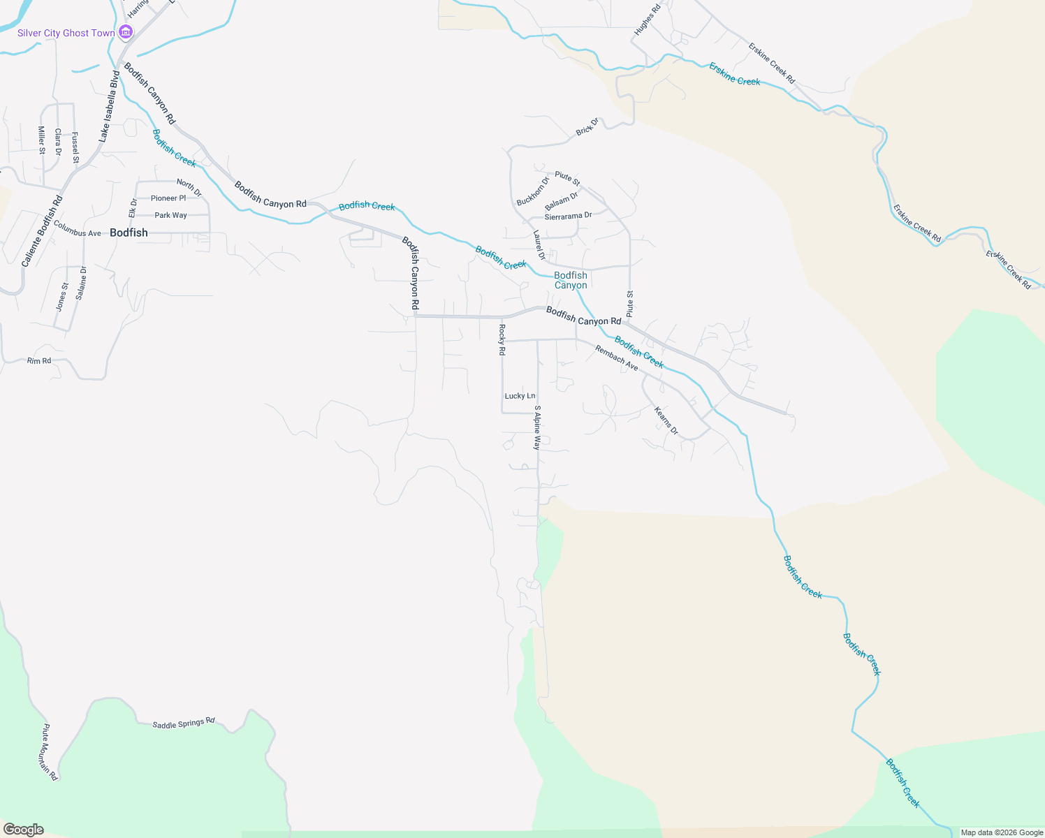map of restaurants, bars, coffee shops, grocery stores, and more near 225 Rocky Road in Bodfish