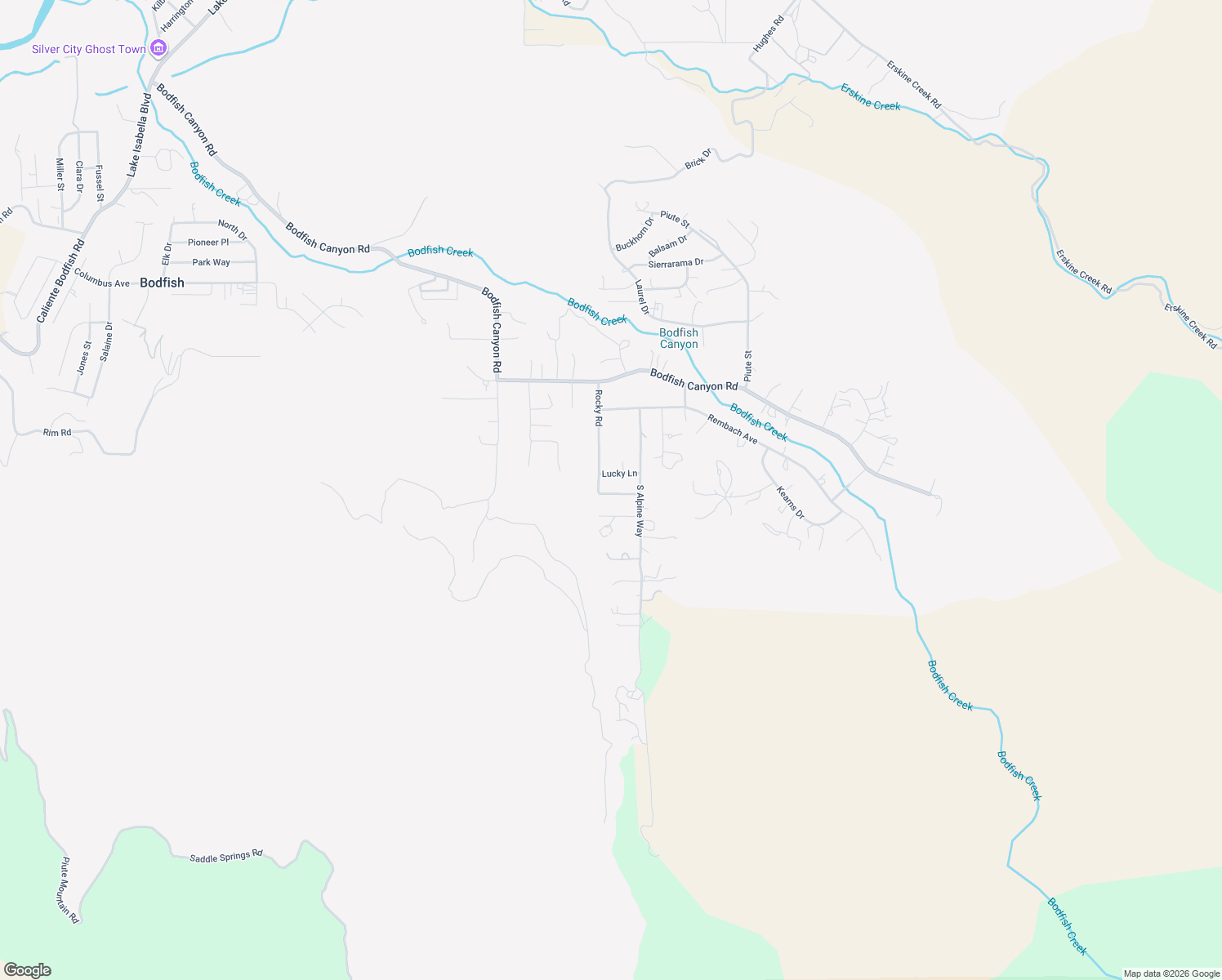 map of restaurants, bars, coffee shops, grocery stores, and more near 225 Rocky Road in Bodfish