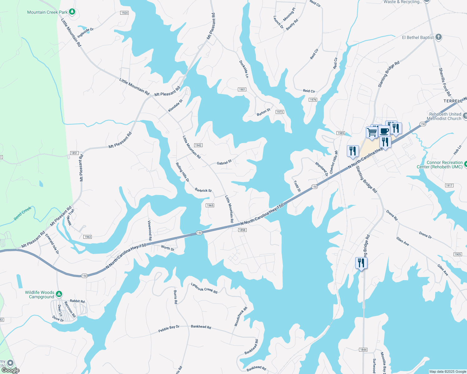 map of restaurants, bars, coffee shops, grocery stores, and more near 4152 Soaring Court in Sherrills Ford