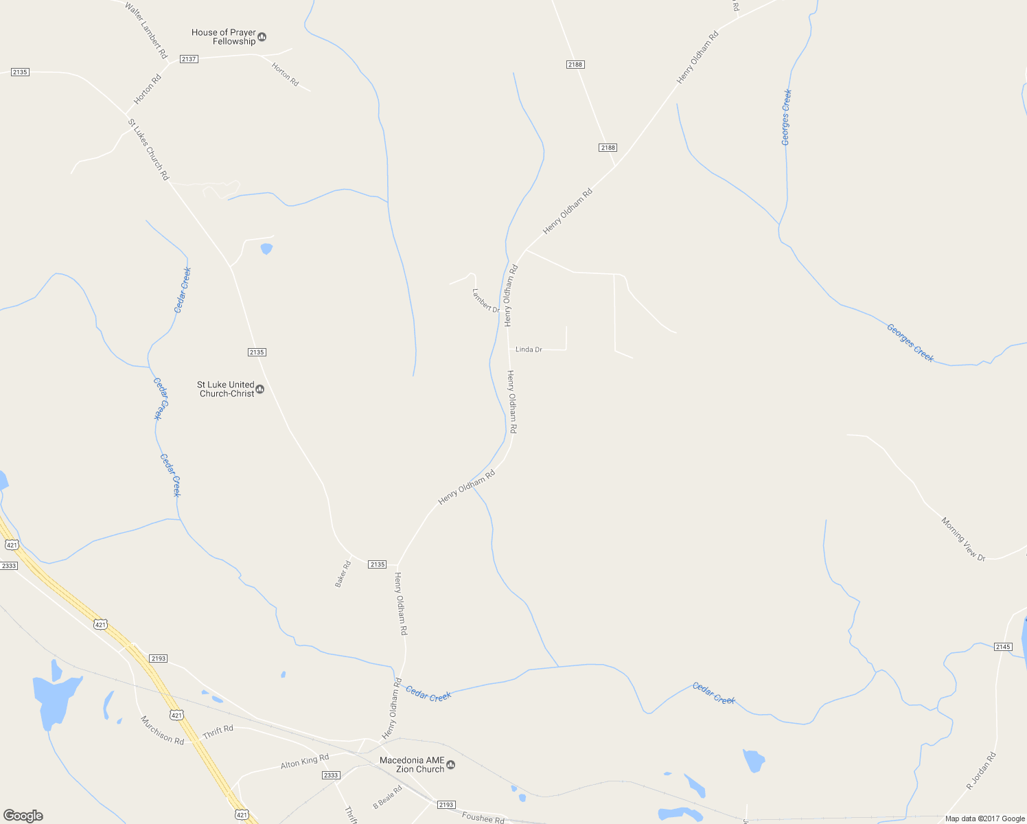 map of restaurants, bars, coffee shops, grocery stores, and more near Henry Oldham Road in Goldston