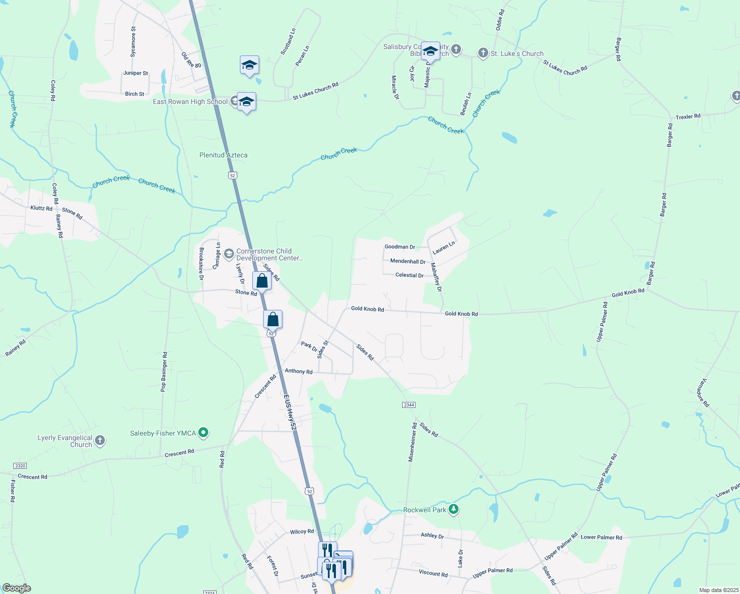map of restaurants, bars, coffee shops, grocery stores, and more near 510 Gold Knob Rd in Salisbury