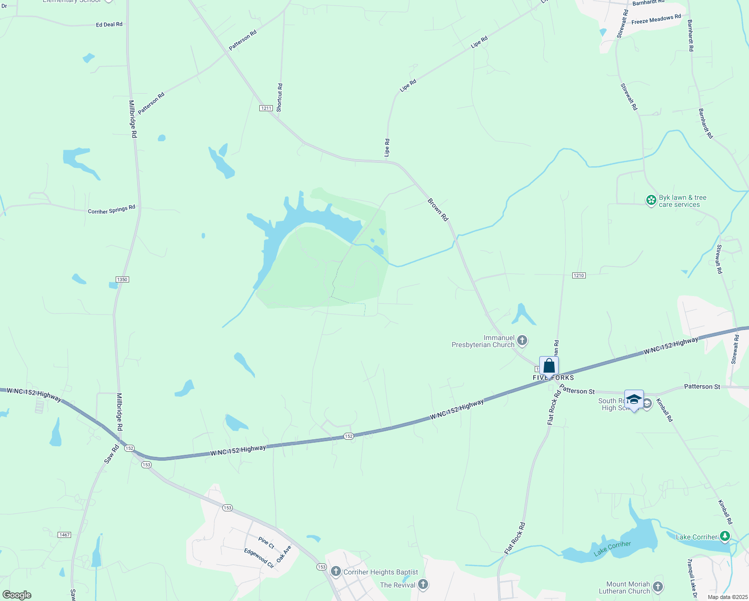 map of restaurants, bars, coffee shops, grocery stores, and more near 115 Chippewa Trail in China Grove