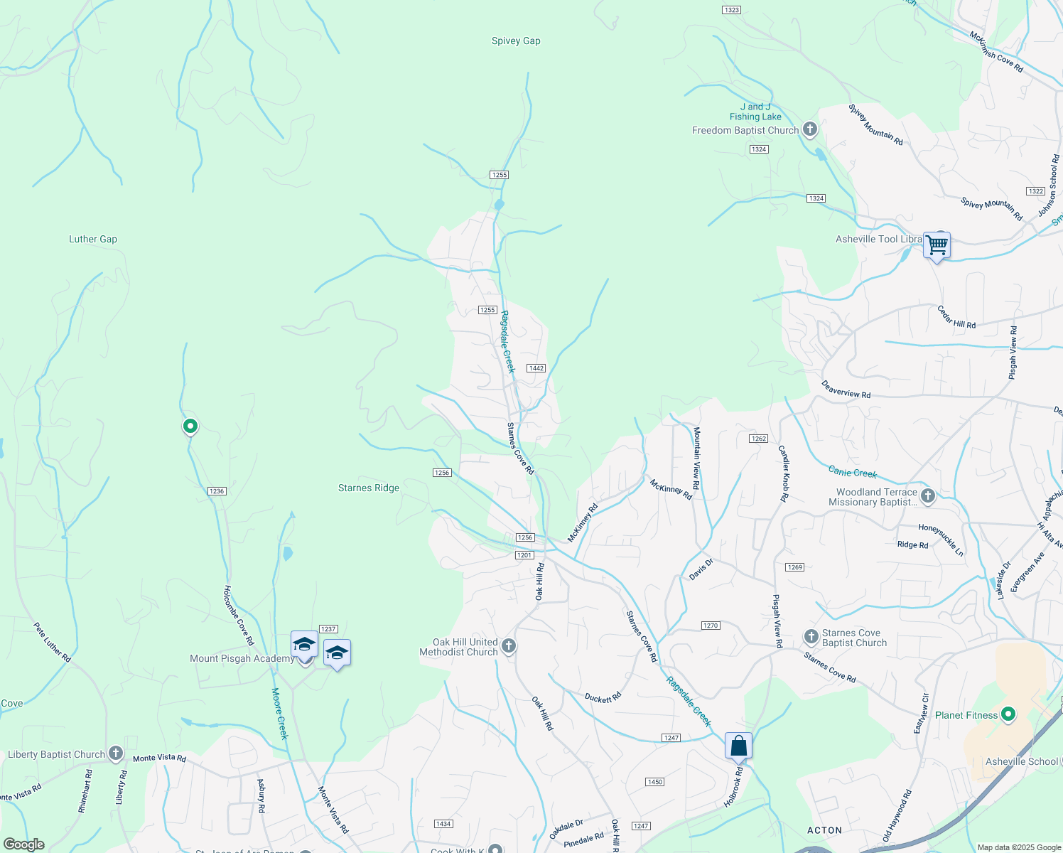 map of restaurants, bars, coffee shops, grocery stores, and more near 122 Gamblers Run in Asheville