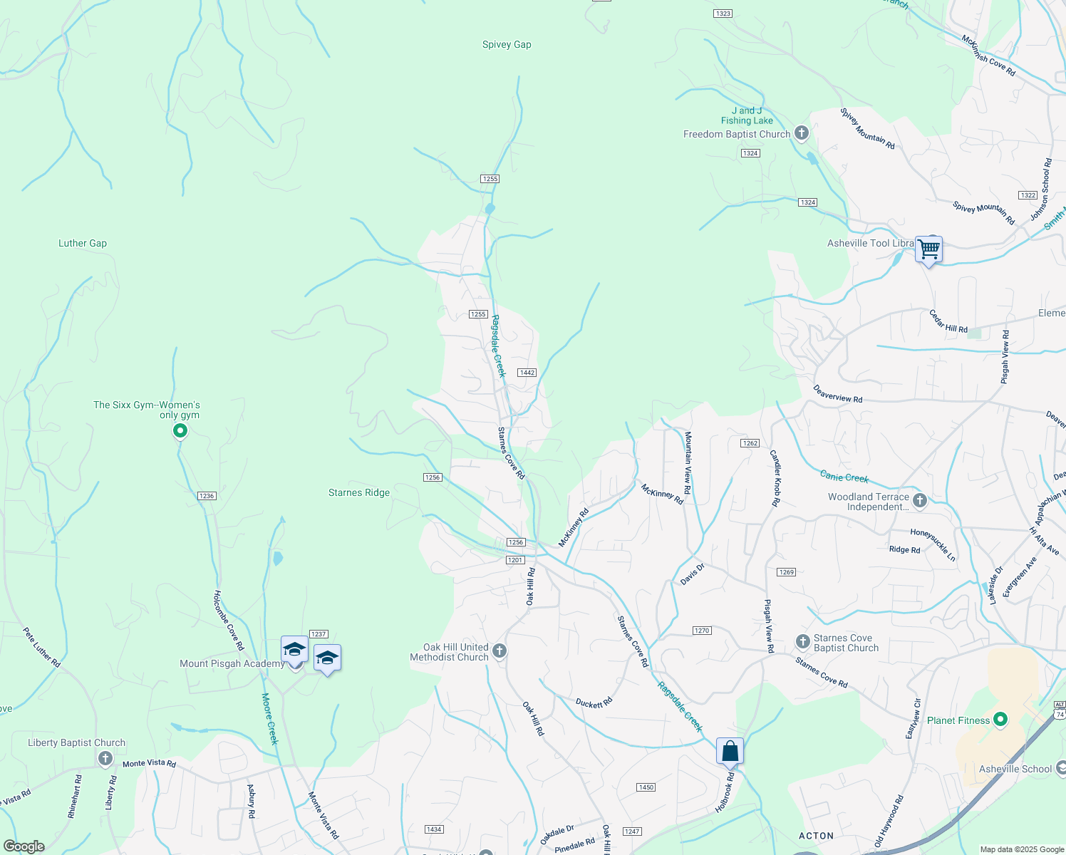 map of restaurants, bars, coffee shops, grocery stores, and more near 122 Gamblers Run in Asheville