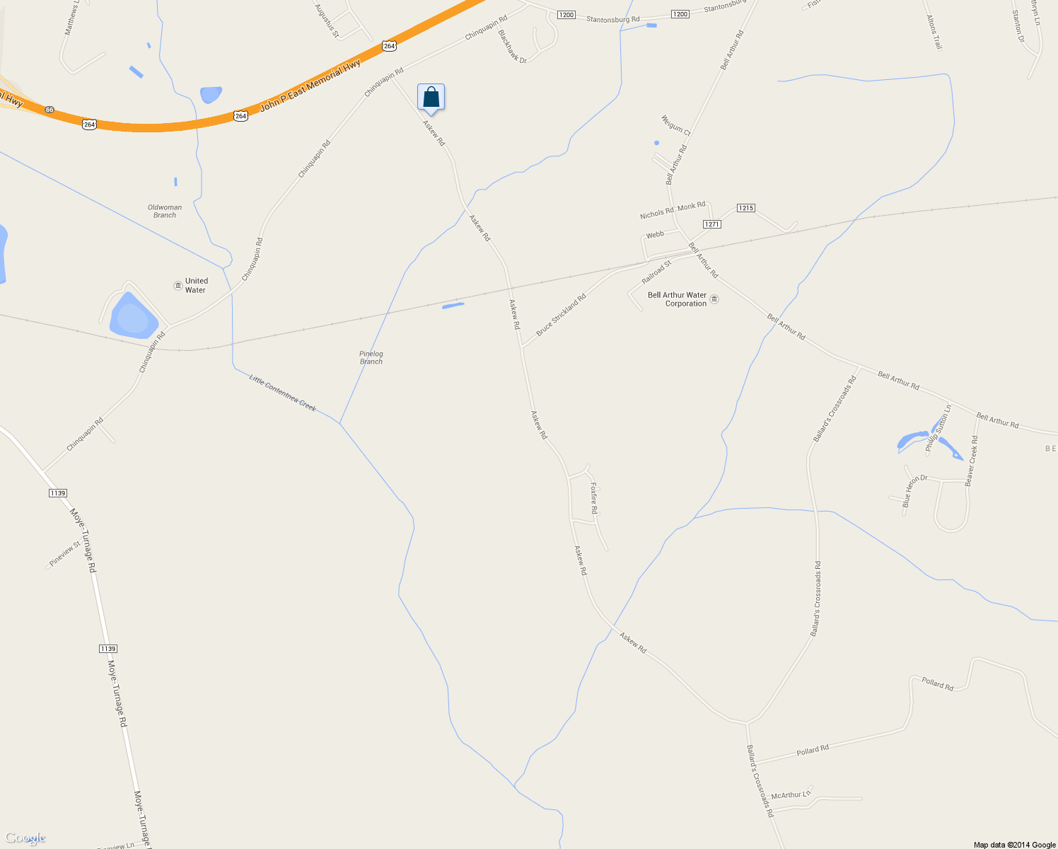 map of restaurants, bars, coffee shops, grocery stores, and more near 2924 Askew Road in Farmville