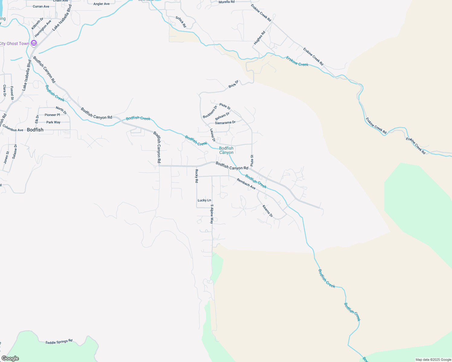 map of restaurants, bars, coffee shops, grocery stores, and more near 165 Gerald Street in Bodfish