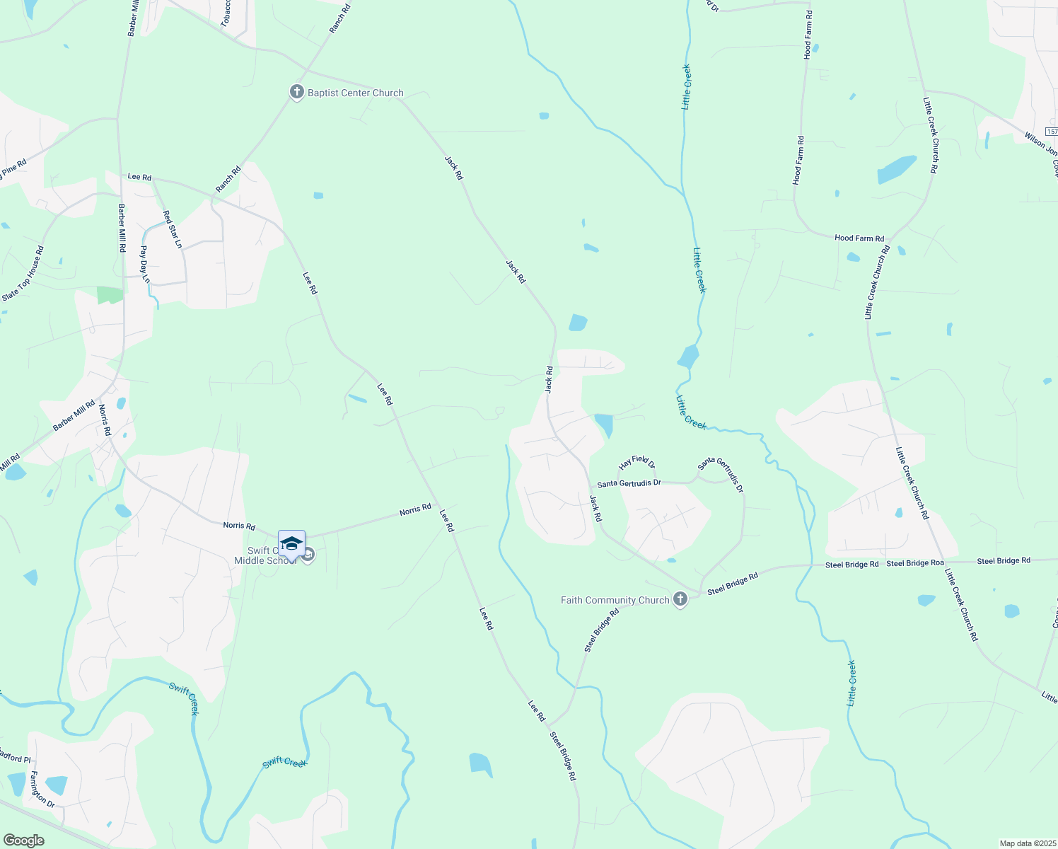 map of restaurants, bars, coffee shops, grocery stores, and more near 108 Maude Road in Clayton