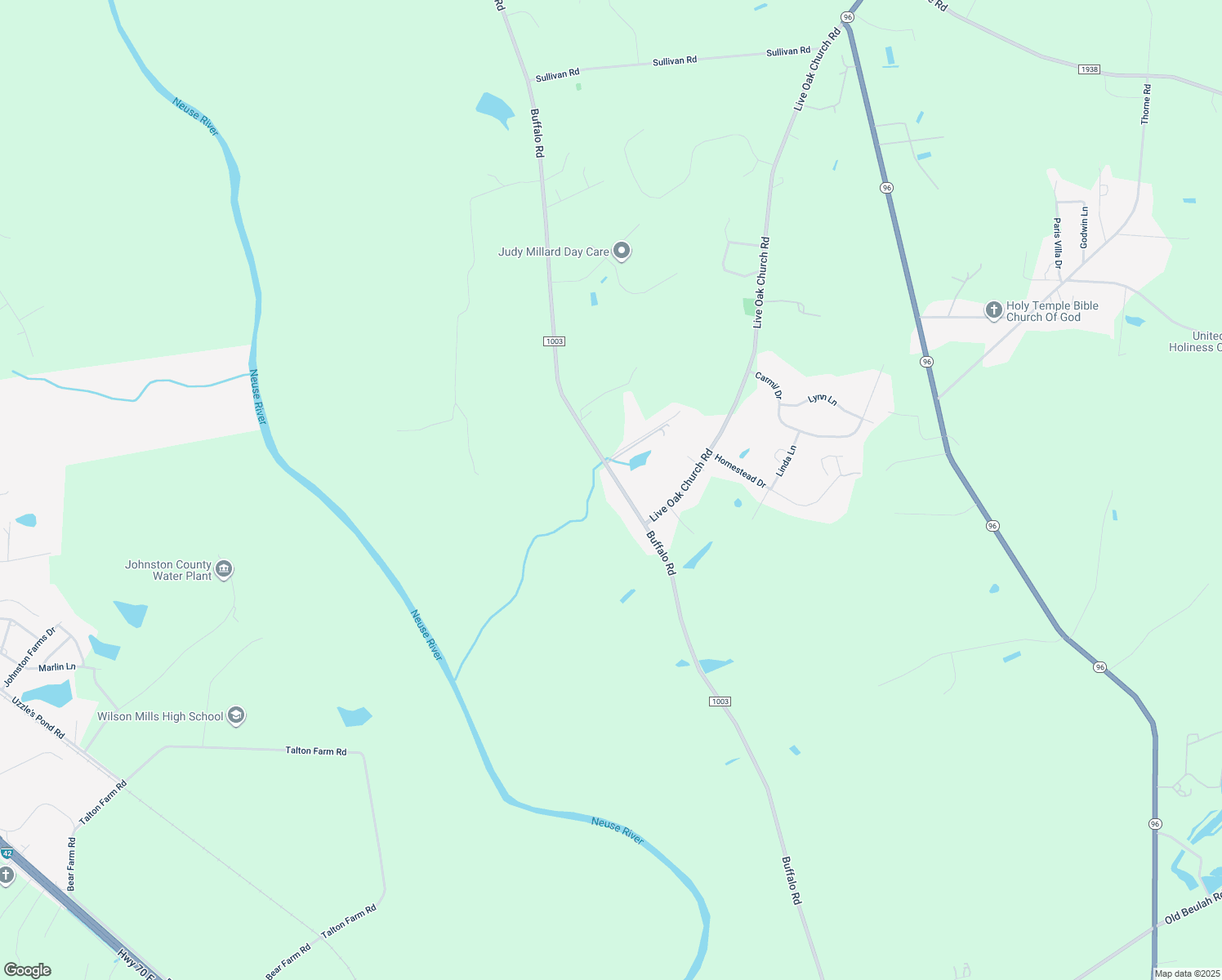 map of restaurants, bars, coffee shops, grocery stores, and more near 6527 Buffalo Road in Selma