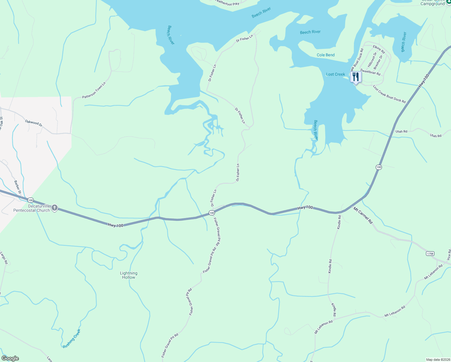 map of restaurants, bars, coffee shops, grocery stores, and more near 243 Doctor Fisher Lane in Decaturville