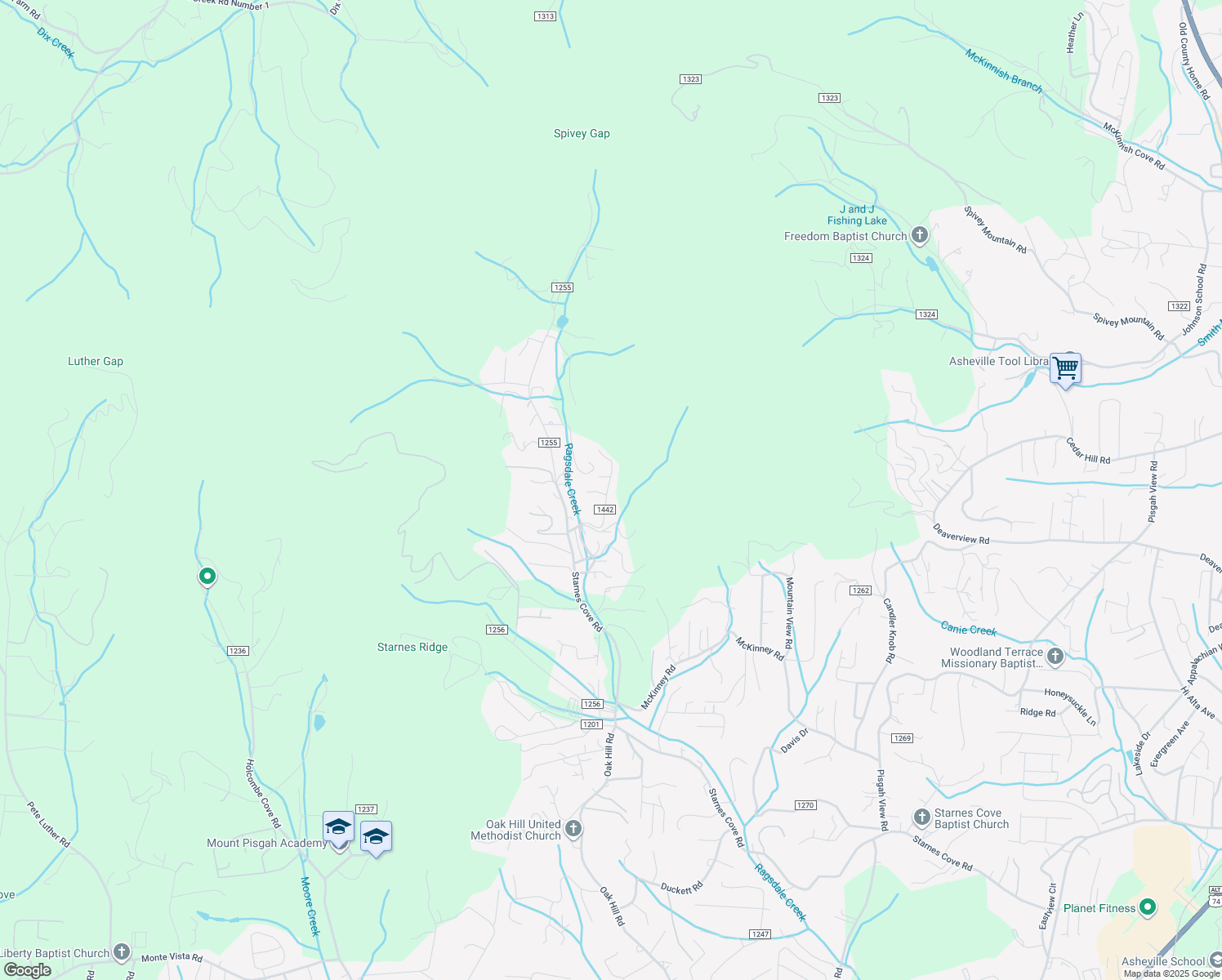 map of restaurants, bars, coffee shops, grocery stores, and more near 33 Windy Hill Road in Candler