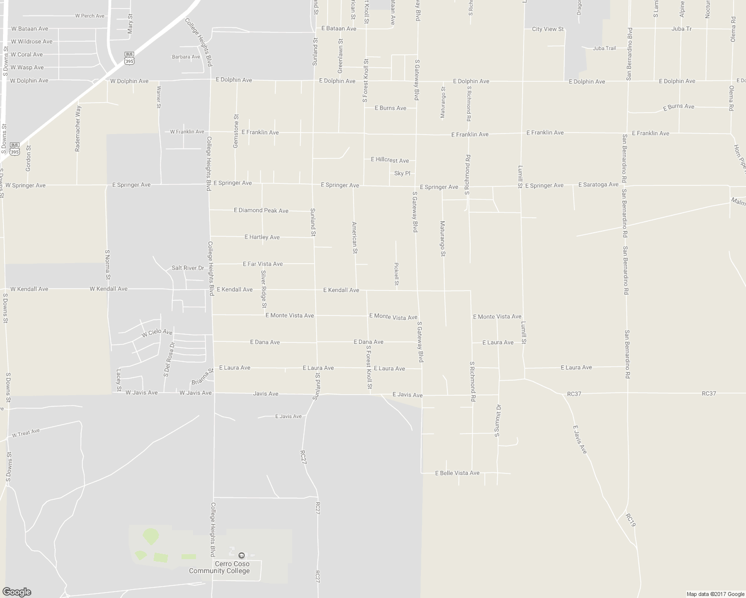 map of restaurants, bars, coffee shops, grocery stores, and more near 711 East Kendall Avenue in Ridgecrest