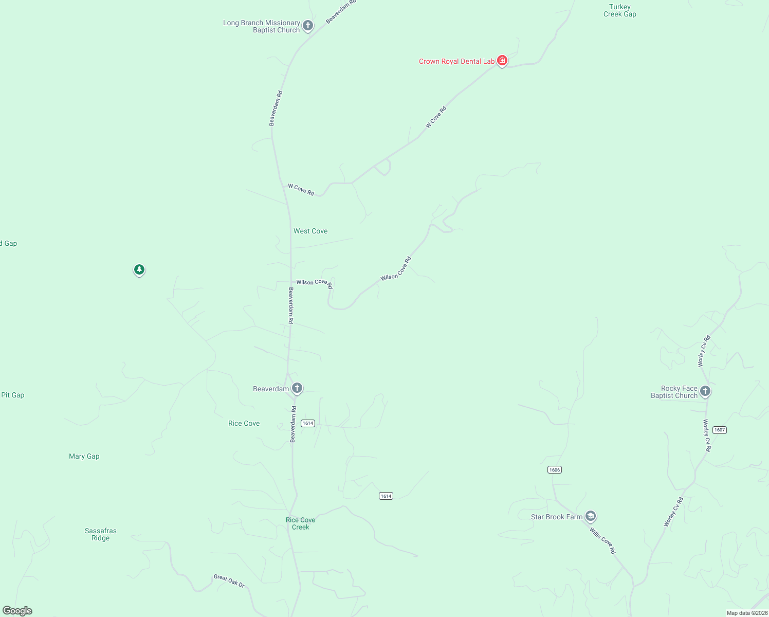 map of restaurants, bars, coffee shops, grocery stores, and more near 544 Wilson Cove Road in Canton