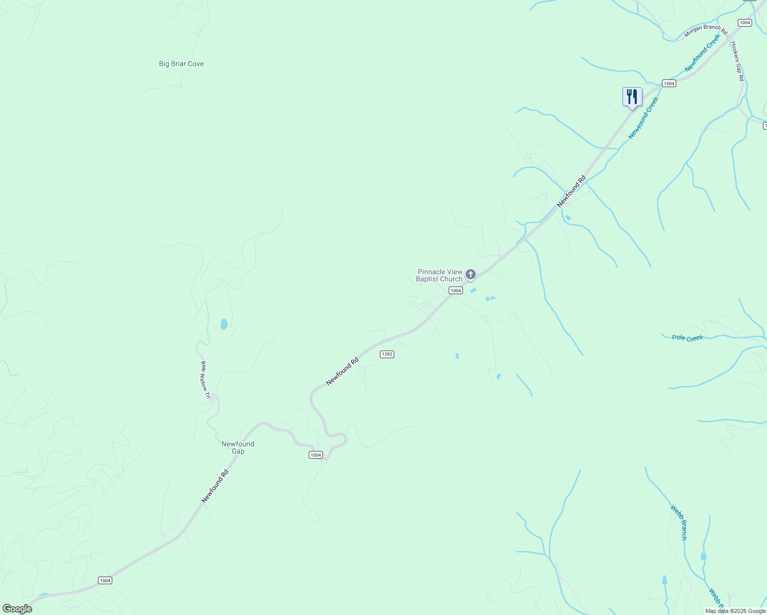 map of restaurants, bars, coffee shops, grocery stores, and more near 1567 Newfound Road in Leicester