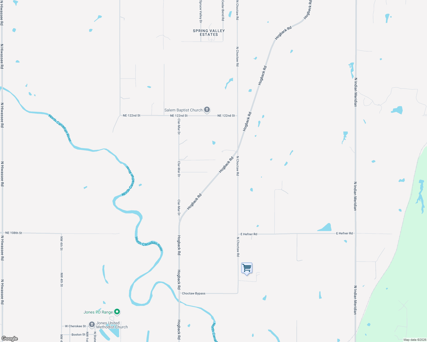 map of restaurants, bars, coffee shops, grocery stores, and more near 14813 Hogback Road in Luther