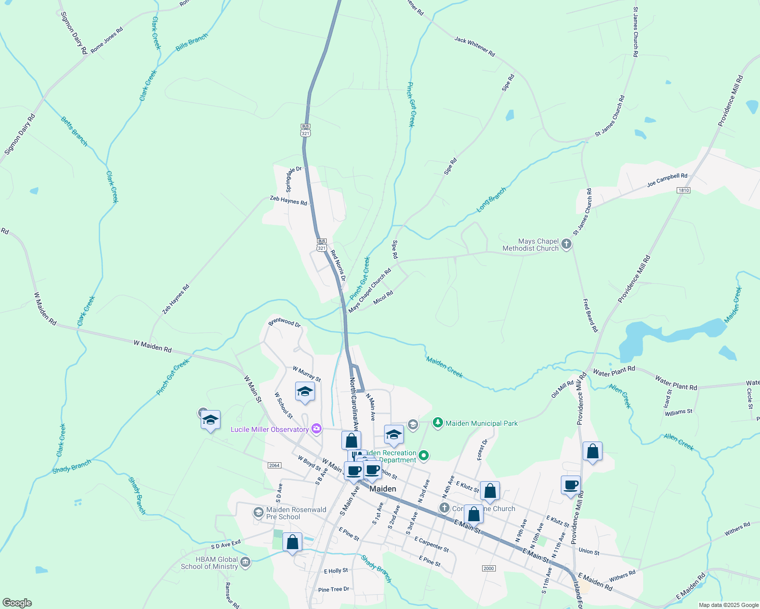 map of restaurants, bars, coffee shops, grocery stores, and more near 1239 Micol Road in Newton