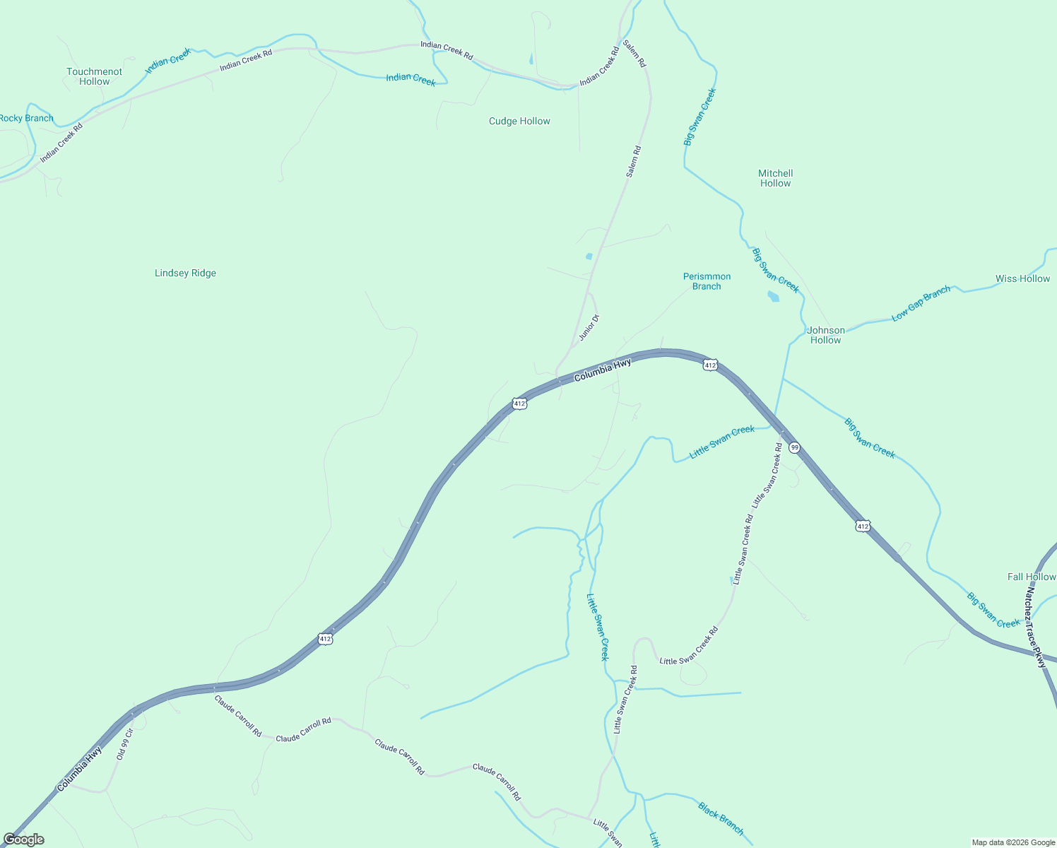 map of restaurants, bars, coffee shops, grocery stores, and more near 1110 Columbia Hwy in Hohenwald