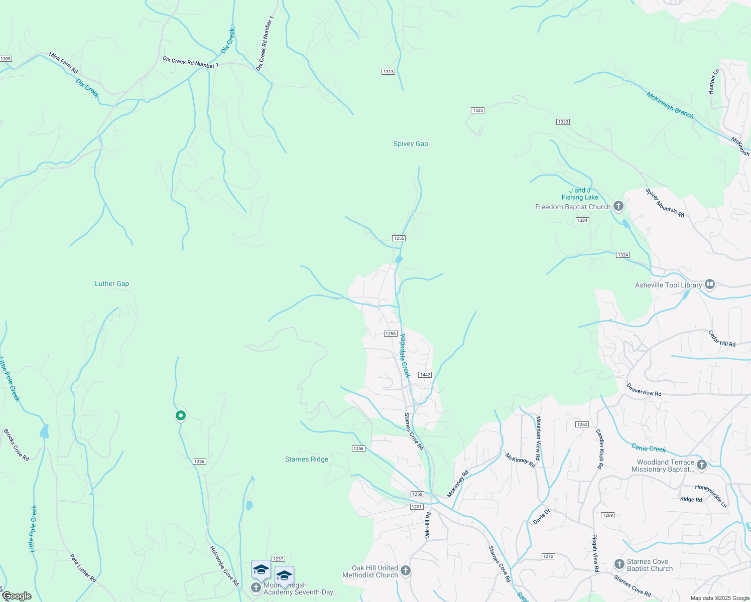 map of restaurants, bars, coffee shops, grocery stores, and more near 772 State Road 1255 in Asheville