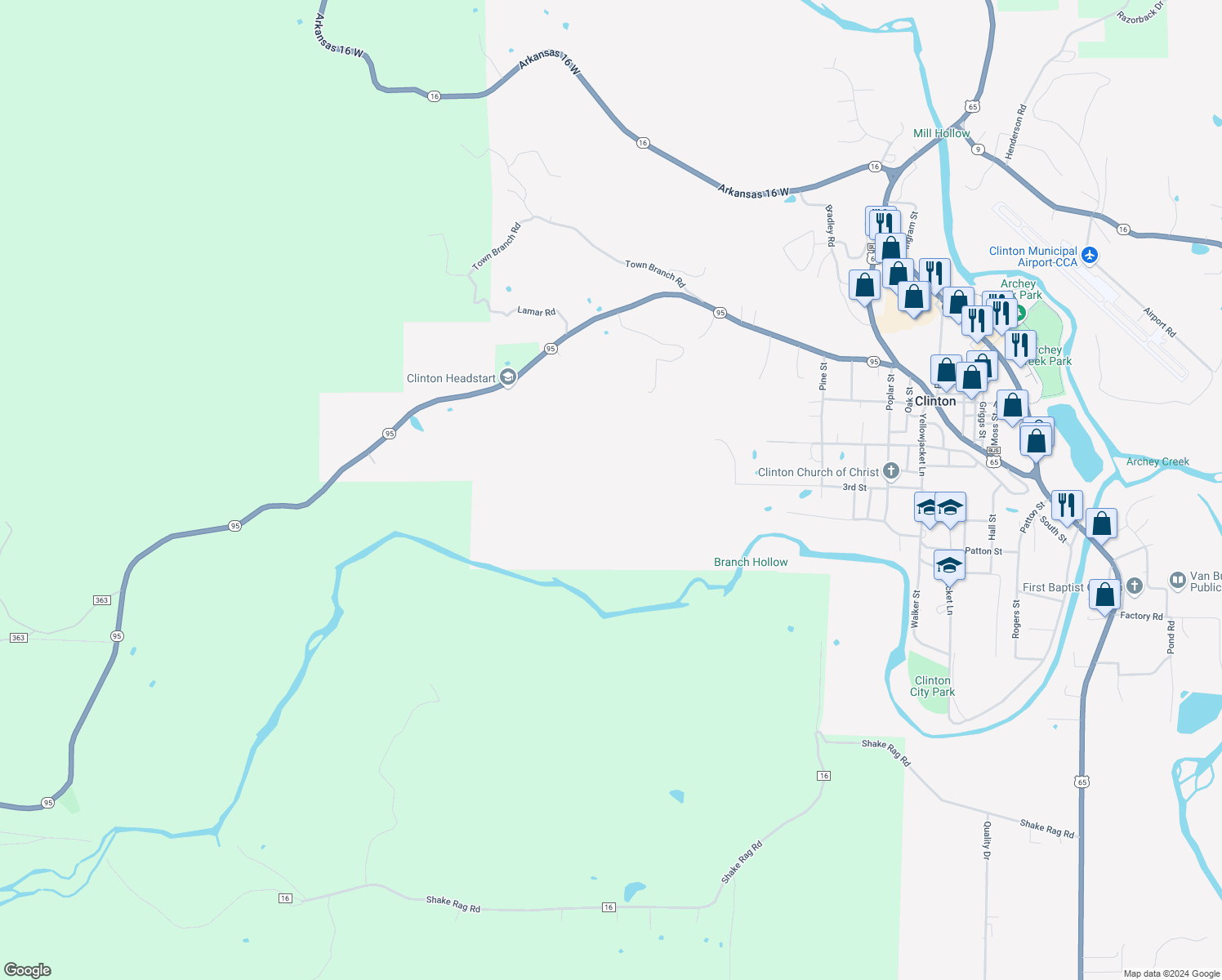 map of restaurants, bars, coffee shops, grocery stores, and more near 1675 3rd Street in Clinton