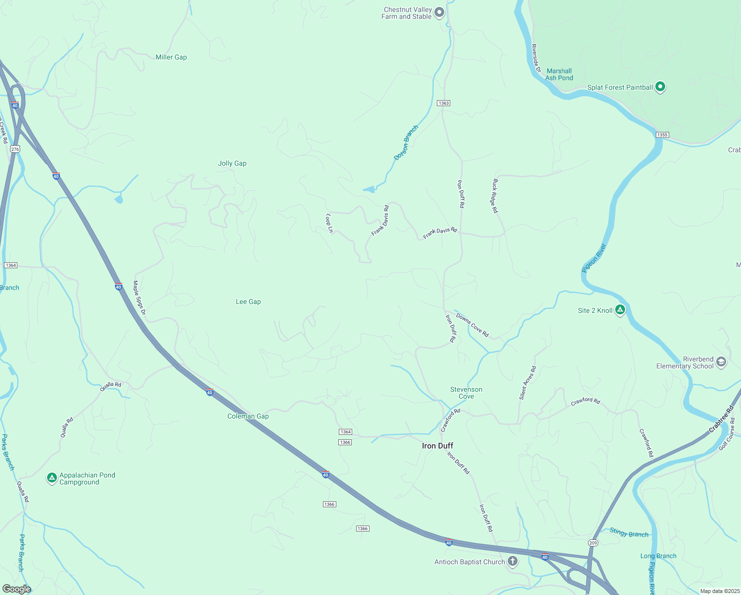 map of restaurants, bars, coffee shops, grocery stores, and more near 581 Cansadie Top Road in Waynesville