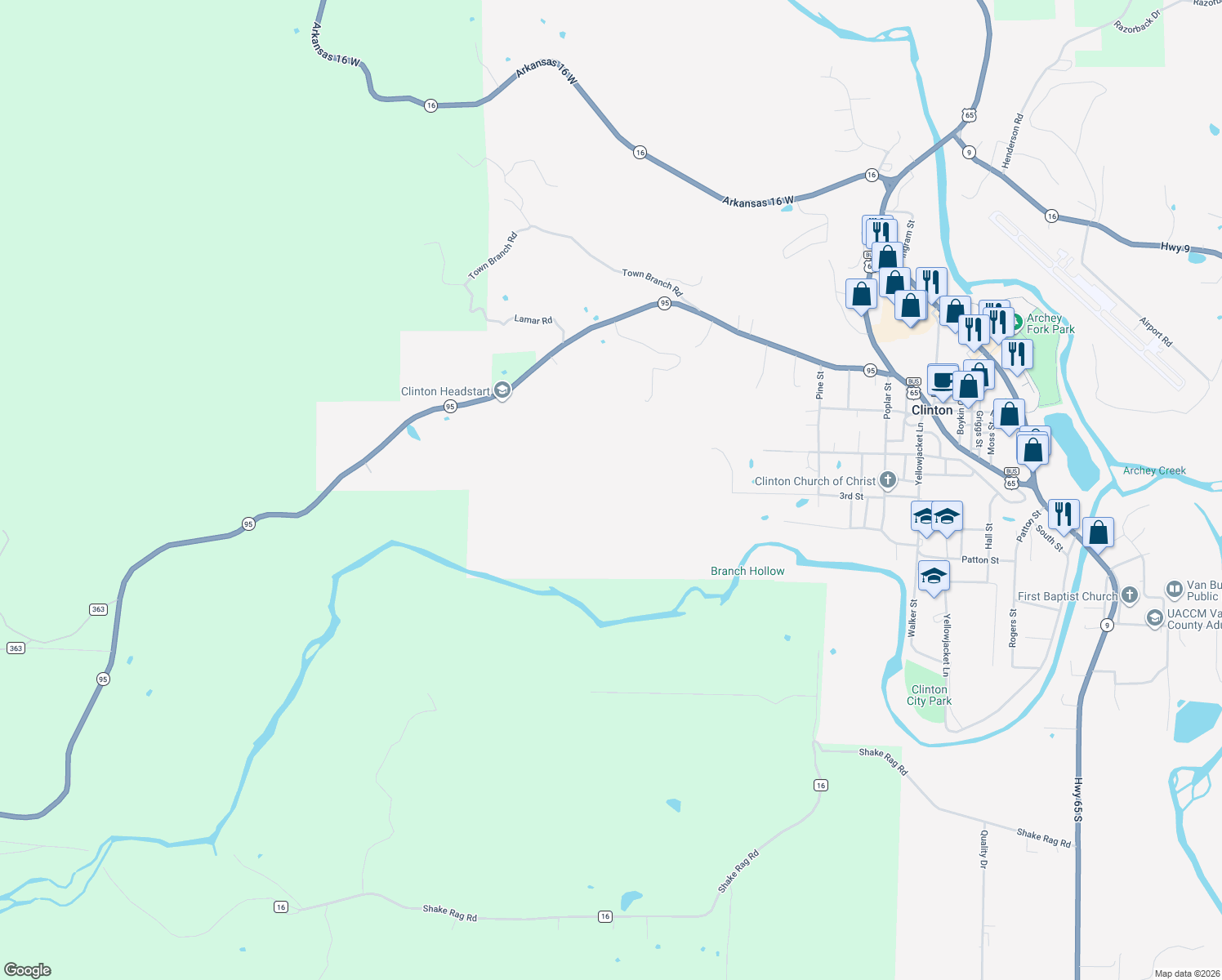 map of restaurants, bars, coffee shops, grocery stores, and more near in Clinton