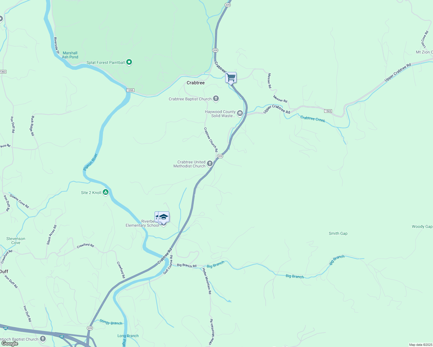 map of restaurants, bars, coffee shops, grocery stores, and more near 5358 Crabtree Road in Clyde