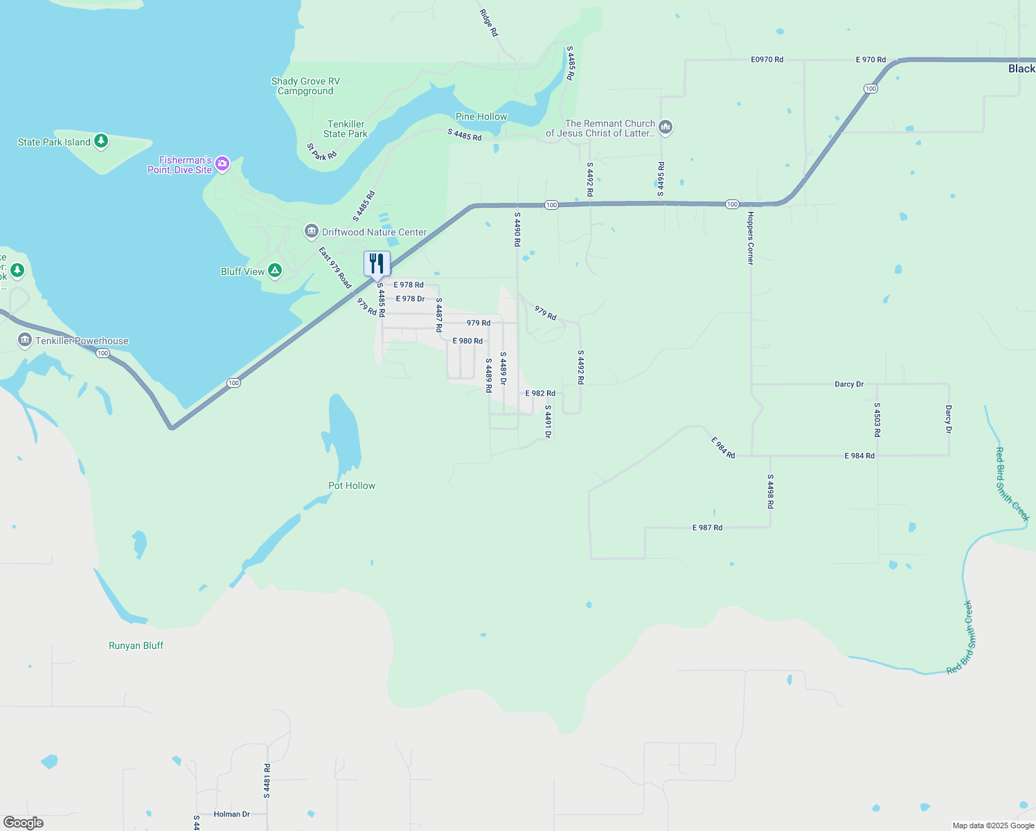 map of restaurants, bars, coffee shops, grocery stores, and more near 98155 South 4490 Road in Vian