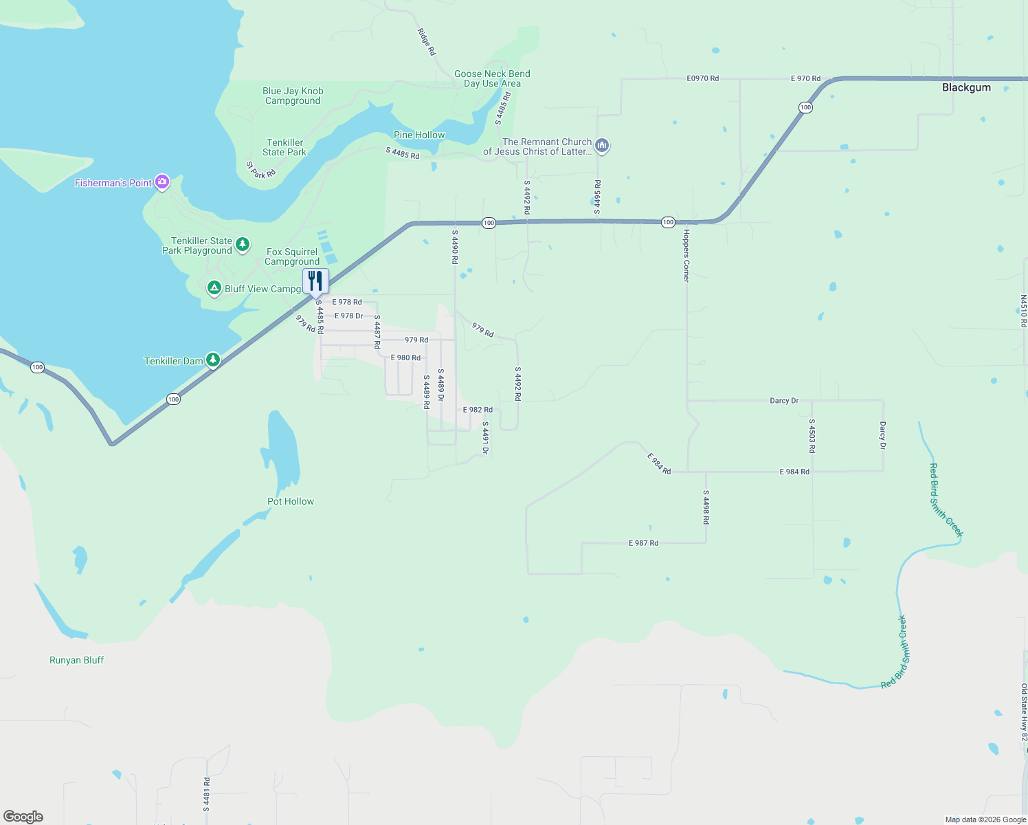 map of restaurants, bars, coffee shops, grocery stores, and more near 982 Road in Vian