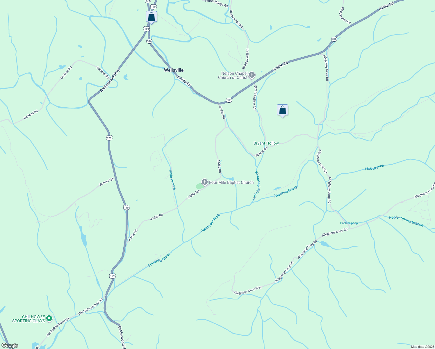 map of restaurants, bars, coffee shops, grocery stores, and more near 6835 4 Mile Road in Maryville