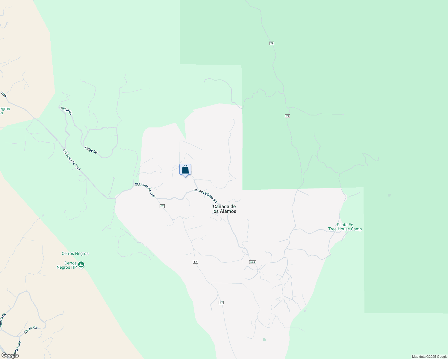 map of restaurants, bars, coffee shops, grocery stores, and more near 47 Quartz Trail in Santa Fe