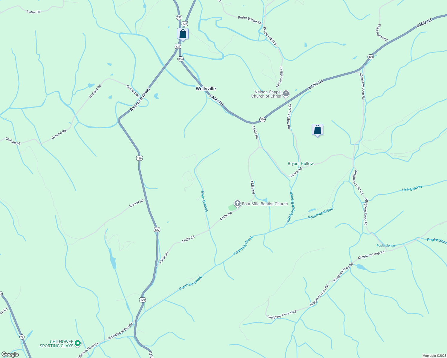 map of restaurants, bars, coffee shops, grocery stores, and more near 2110 Bob Irwin Road in Maryville