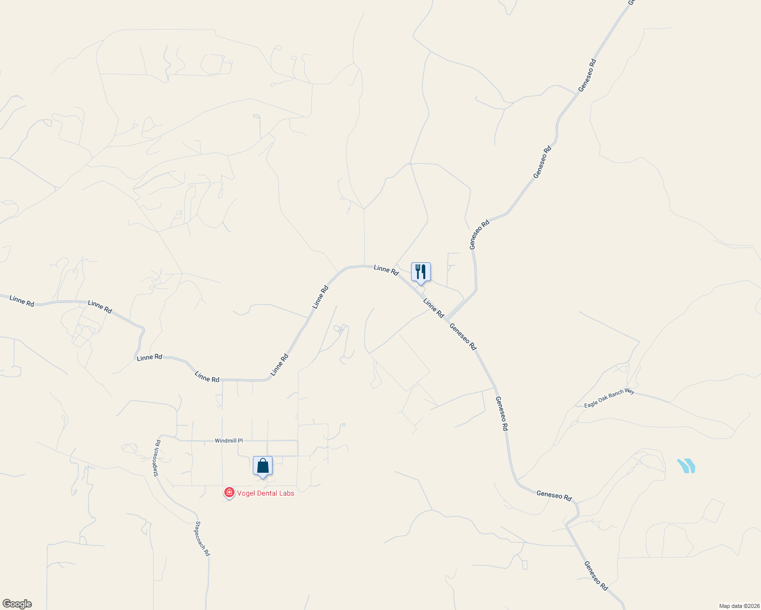 map of restaurants, bars, coffee shops, grocery stores, and more near 7325 Linne Road in Paso Robles