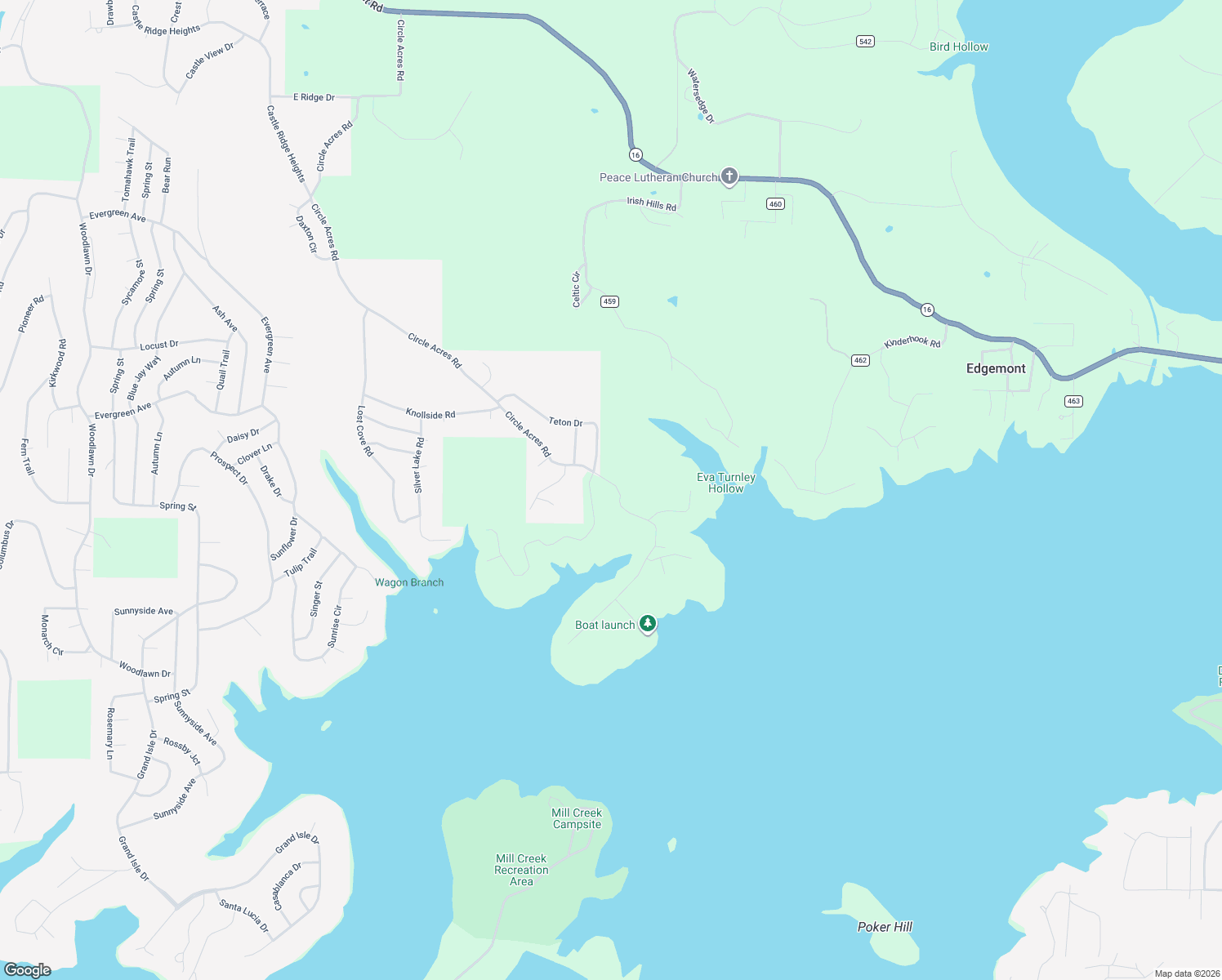 map of restaurants, bars, coffee shops, grocery stores, and more near Lake Park Drive in Shirley