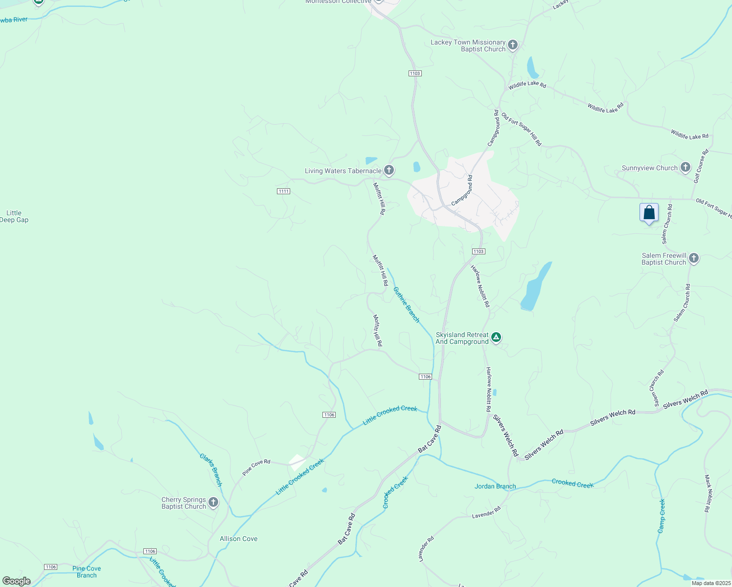 map of restaurants, bars, coffee shops, grocery stores, and more near 25 Triton Way in Old Fort