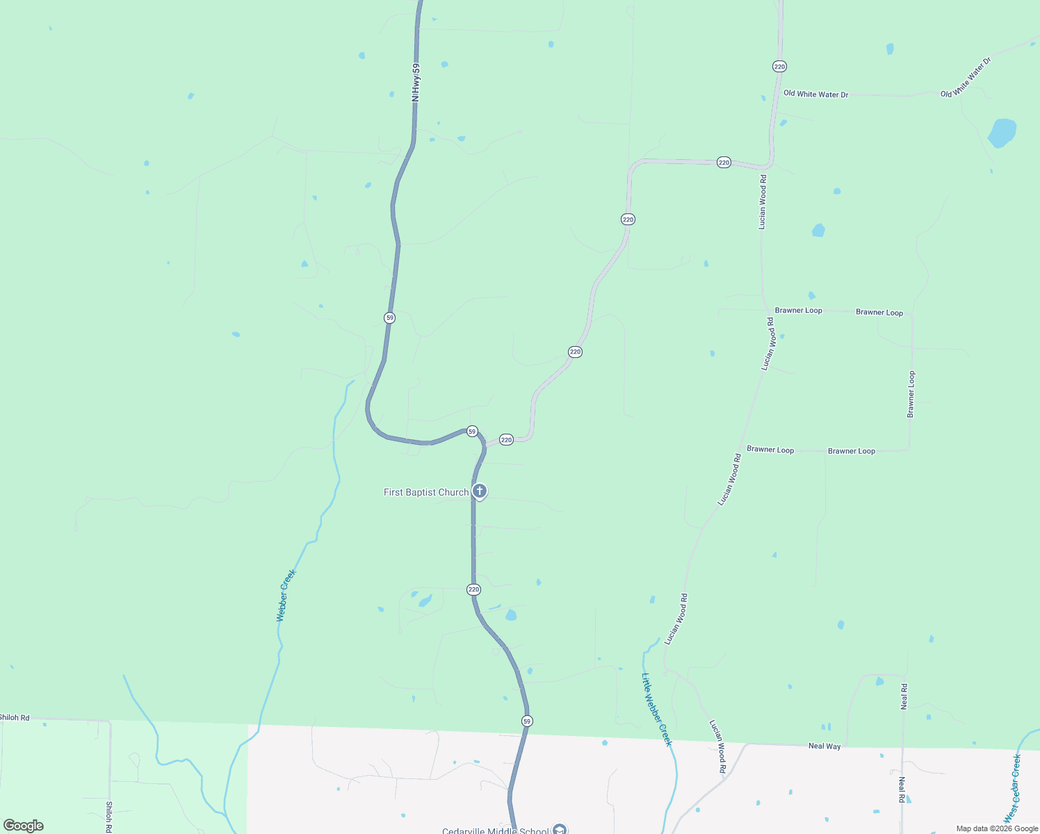 map of restaurants, bars, coffee shops, grocery stores, and more near 11011 Arkansas 220 in Cedarville