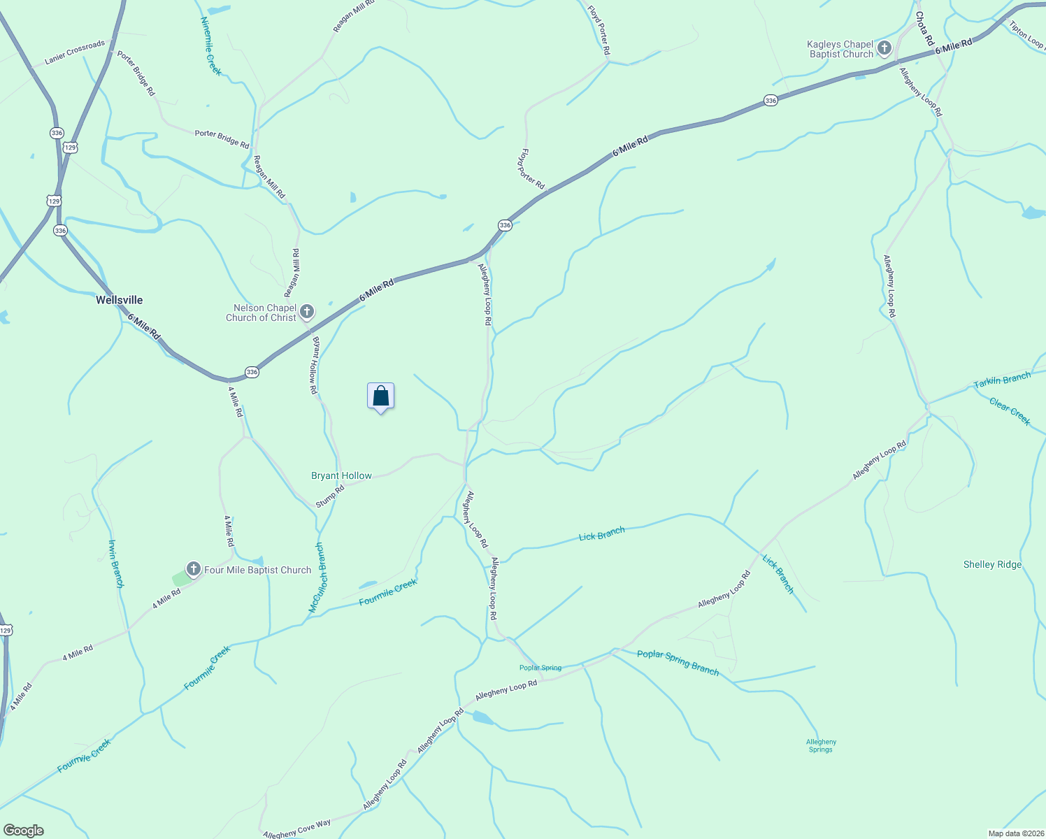 map of restaurants, bars, coffee shops, grocery stores, and more near 4756 Emert Williams Road in Maryville