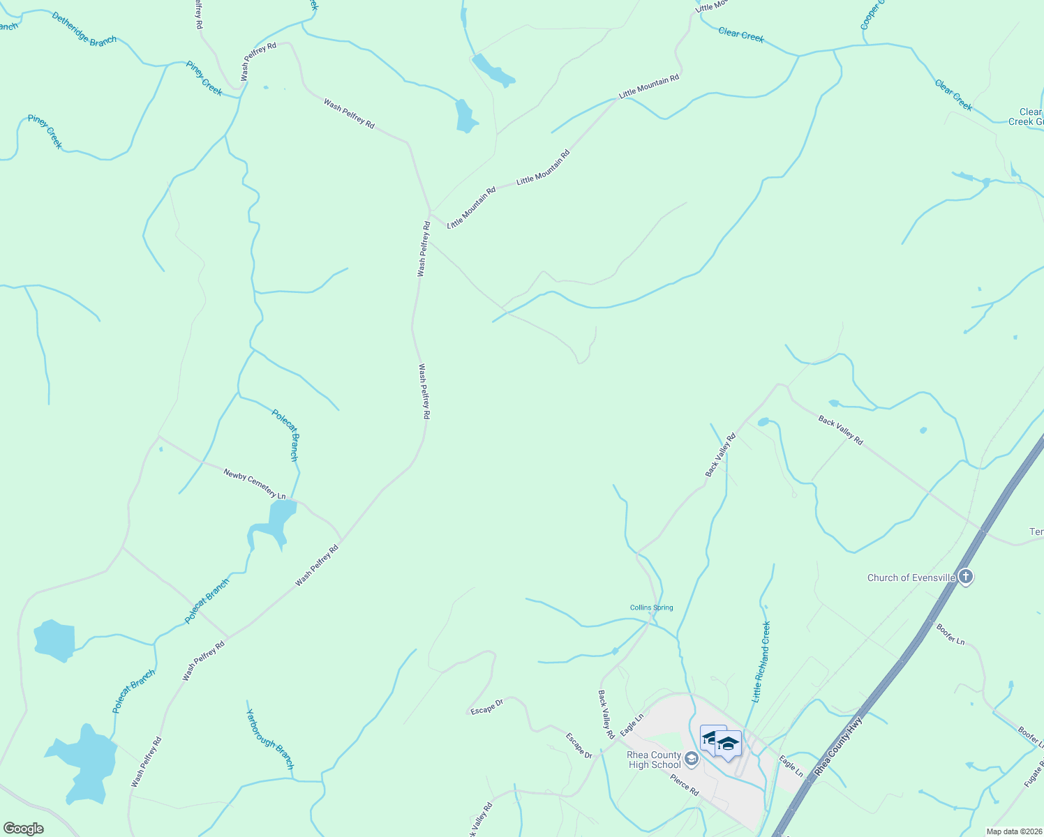 map of restaurants, bars, coffee shops, grocery stores, and more near in Evensville