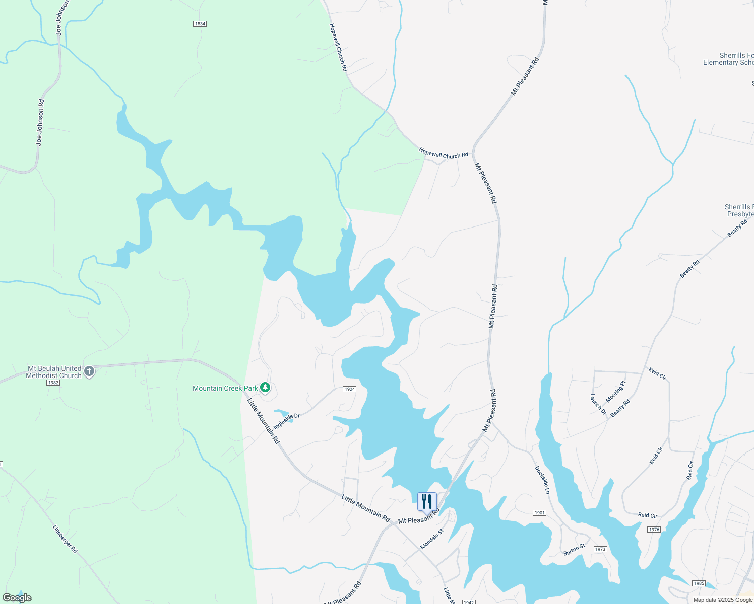 map of restaurants, bars, coffee shops, grocery stores, and more near 3110 Bass Drive in Sherrills Ford