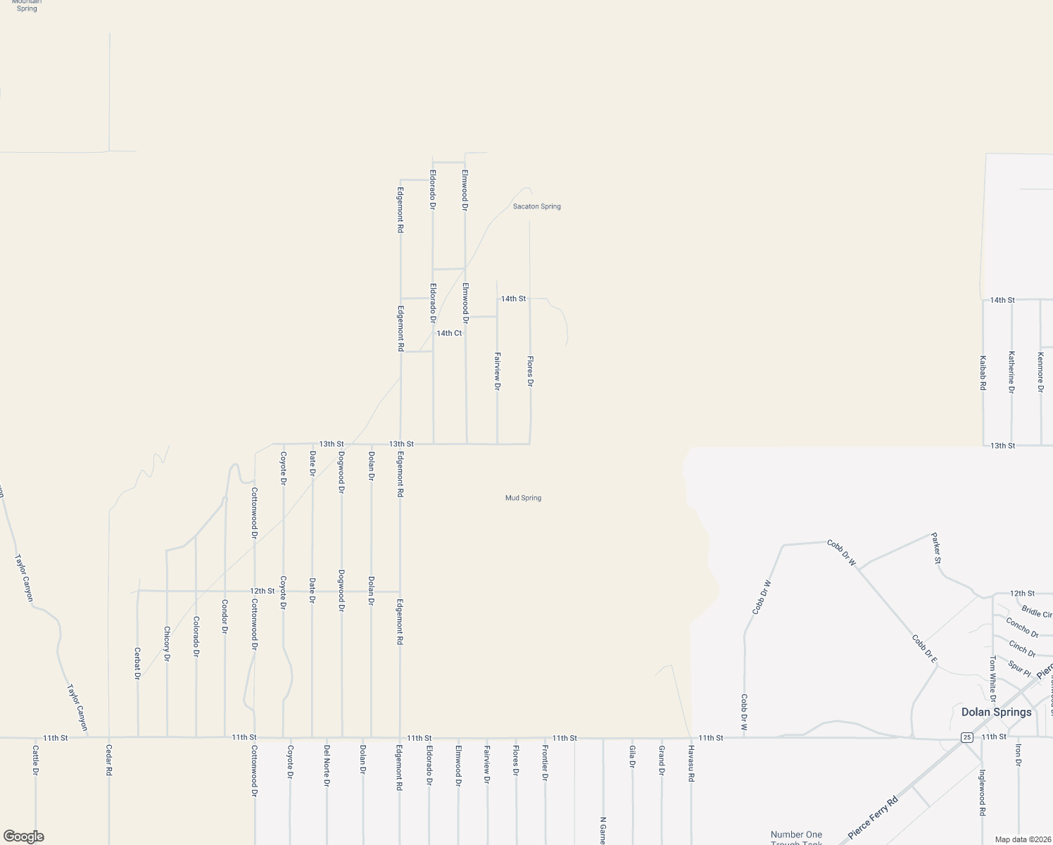 map of restaurants, bars, coffee shops, grocery stores, and more near 16677 Flores Drive in Dolan Springs