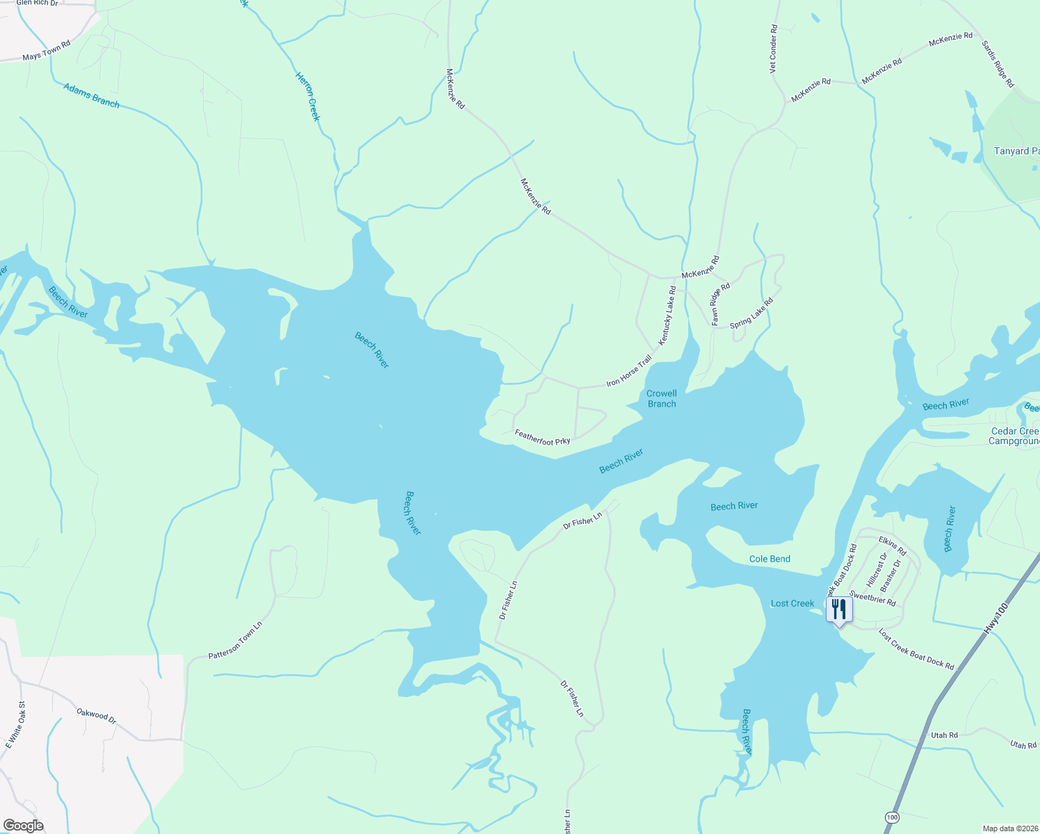 map of restaurants, bars, coffee shops, grocery stores, and more near 1 Mallard Point in Parsons