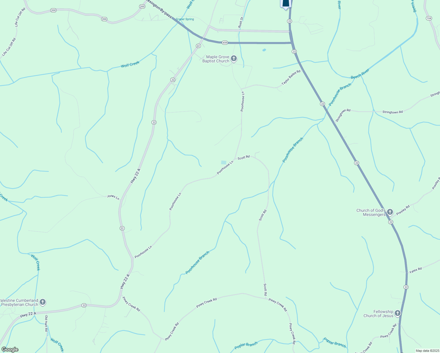 map of restaurants, bars, coffee shops, grocery stores, and more near 1275 Poorhouse Rd in Lexington
