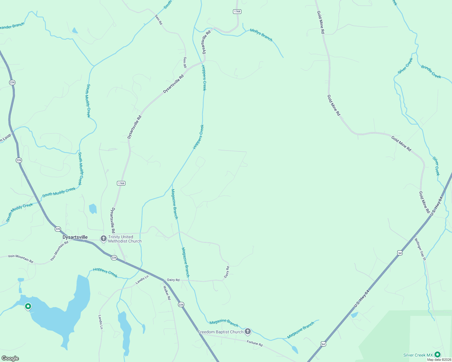 map of restaurants, bars, coffee shops, grocery stores, and more near 182 Pilot Ridge Road in Nebo