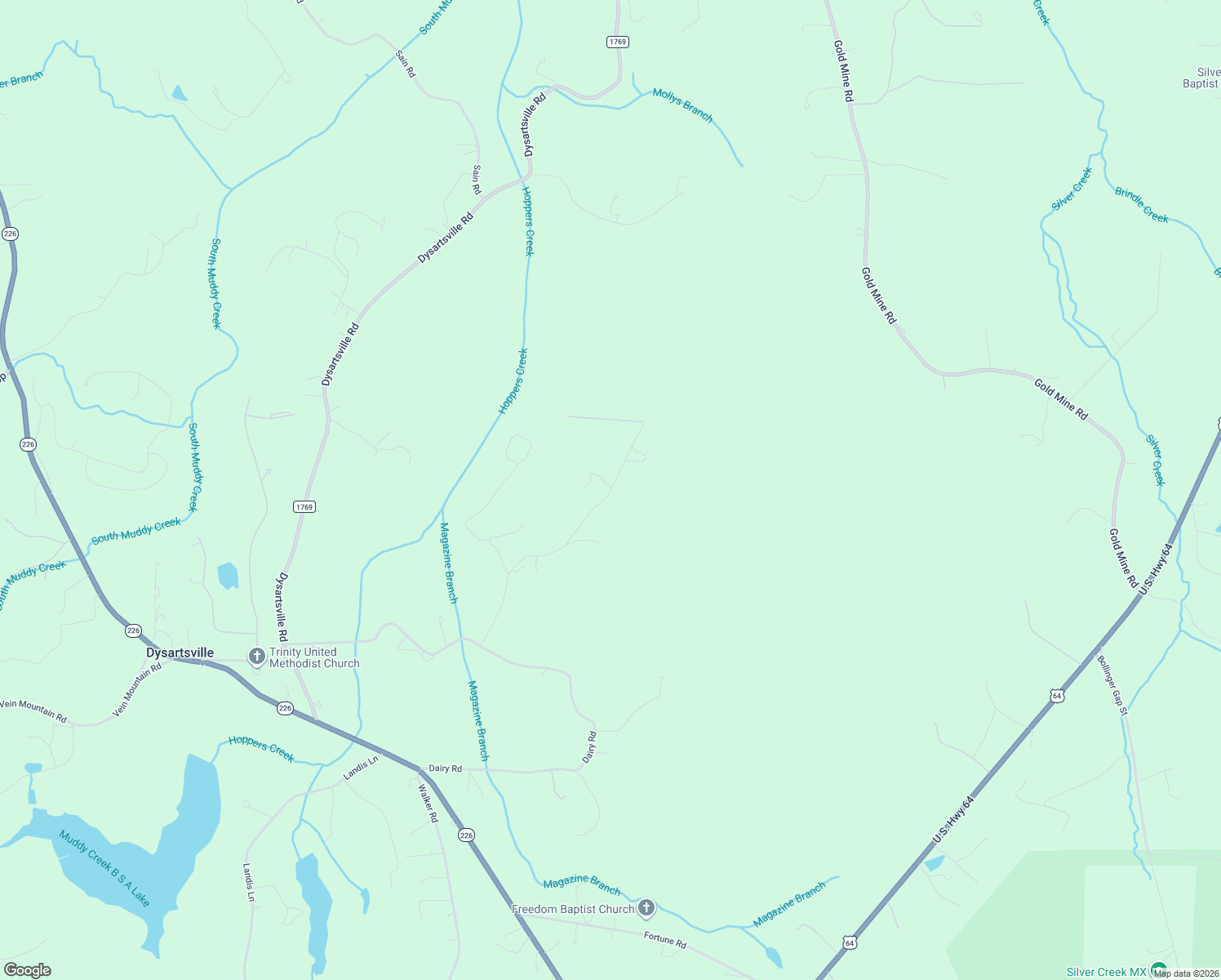 map of restaurants, bars, coffee shops, grocery stores, and more near 365 Pilot Ridge Road in Nebo