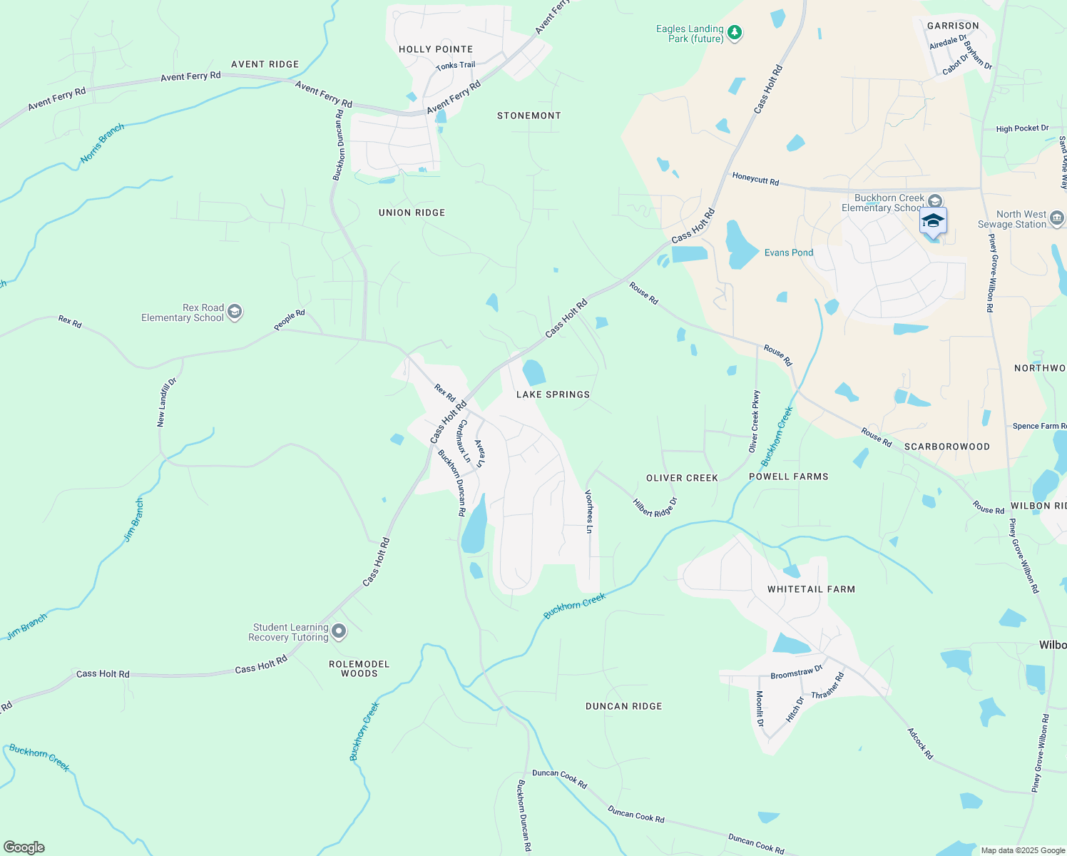 map of restaurants, bars, coffee shops, grocery stores, and more near 6109 Fauvette Lane in Holly Springs