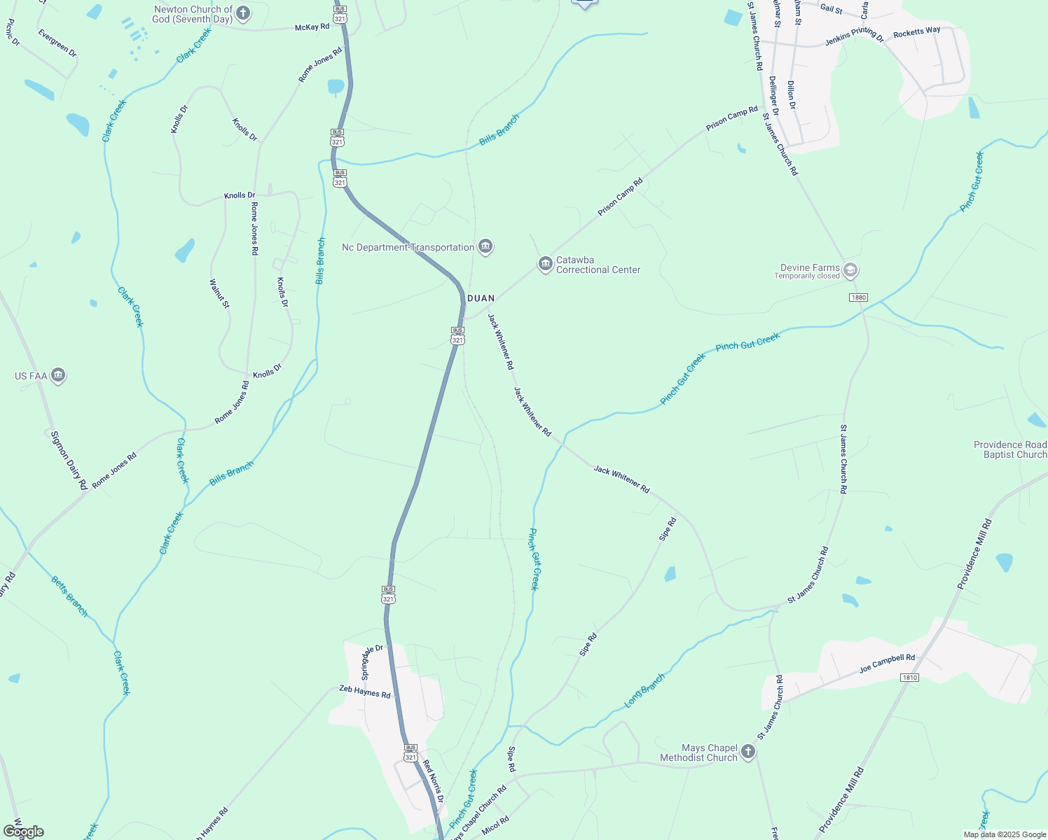 map of restaurants, bars, coffee shops, grocery stores, and more near 2899 Jack Whitener Road in Newton