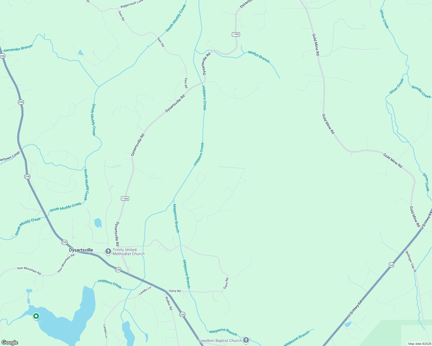 map of restaurants, bars, coffee shops, grocery stores, and more near Pilot Drive in Nebo